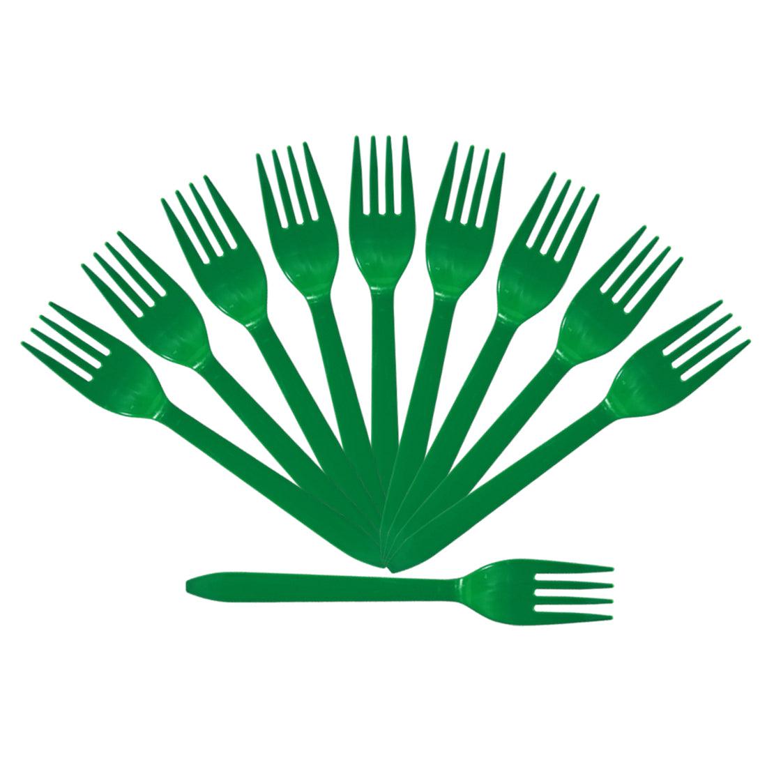 Dark Green Plastic Forks - Pack of 10 THEME PARTIES Pretty UR Party