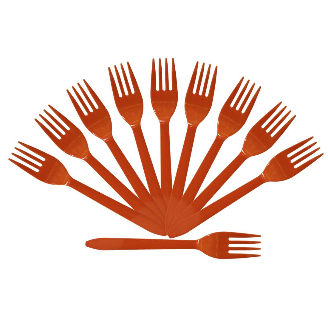 Orange Plastic Forks - Pack of 10 THEME PARTIES Pretty UR Party