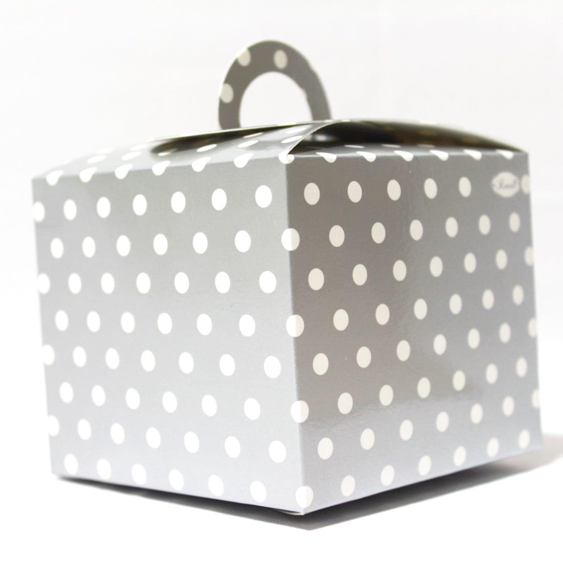 Silver Polka Dot Cupcake Box - Pack of 6 THEME PARTIES Pretty UR Party