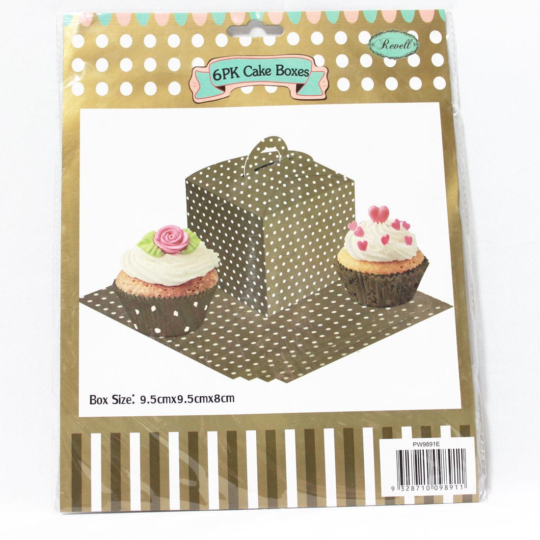 Brown Polka Dot Cupcake Box - Pack of 6 THEME PARTIES Pretty UR Party