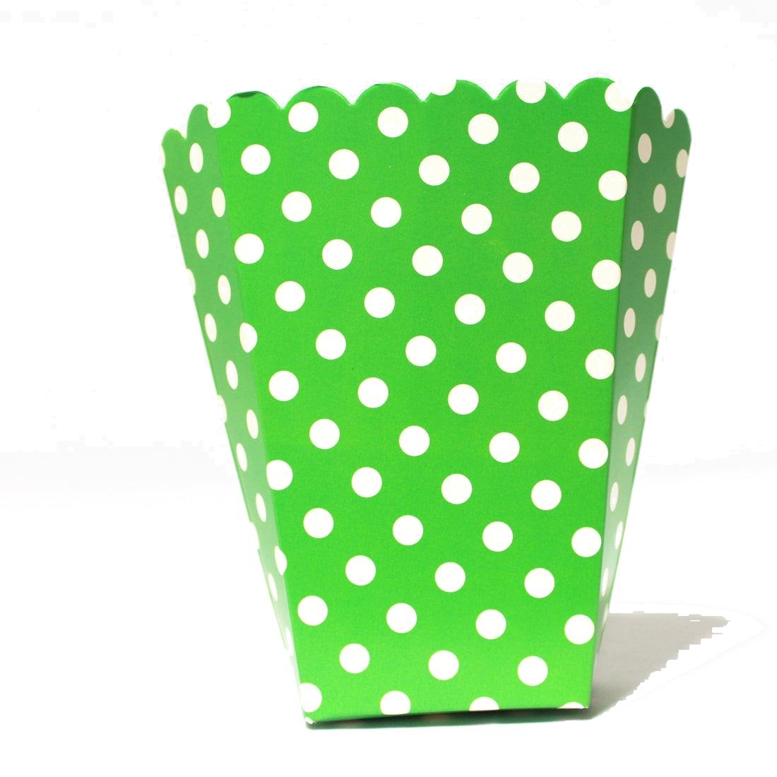 Green Polka Dot Popcorn Box - Pack of 10