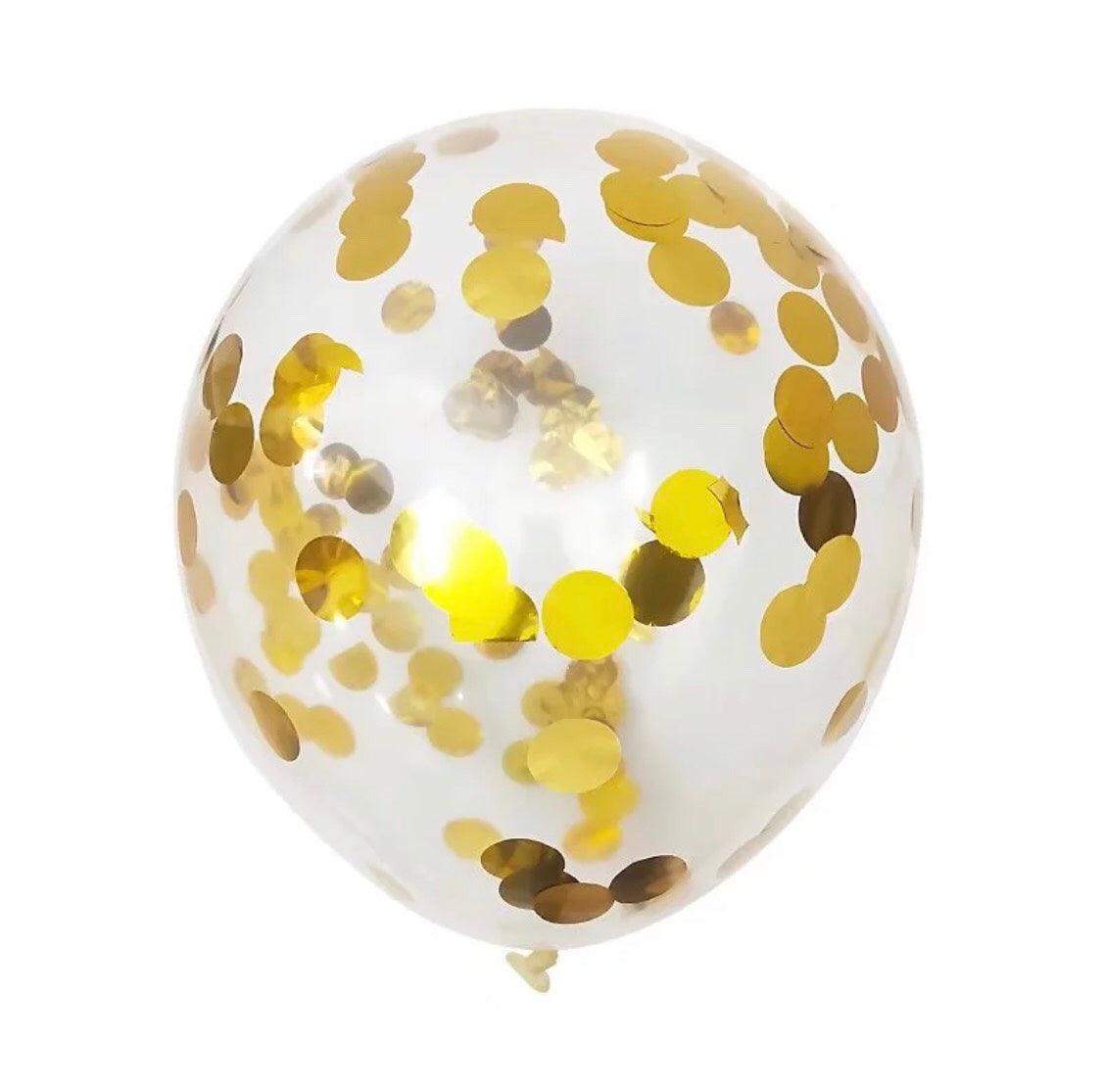 Gold Confetti Balloons - Pack of 5 ALL PARTY SUPPLIES Pretty UR Party
