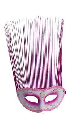 Red Long Hair Mask ACCESSORIES Pretty UR Party Red