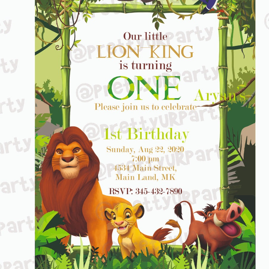 Lion King Theme E-Invitations ALL PARTY SUPPLIES Pretty UR Party
