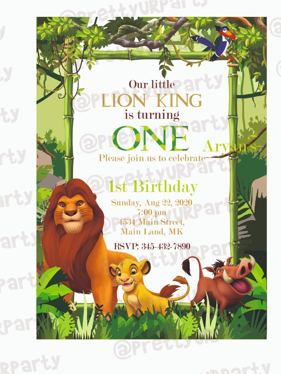 Lion King Theme E-Invitations ALL PARTY SUPPLIES Pretty UR Party