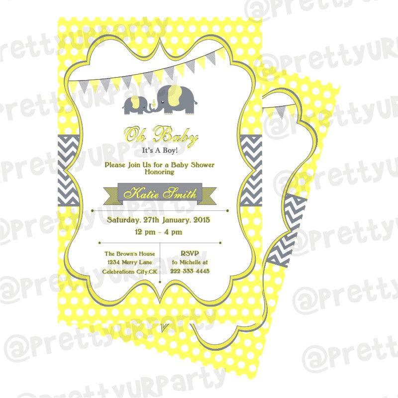 Elephant Baby shower Invitations BABY SHOWER Pretty UR Party