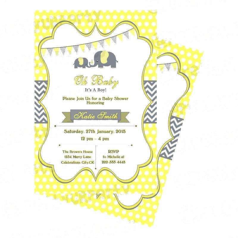 Elephant Baby shower Invitations — image 2