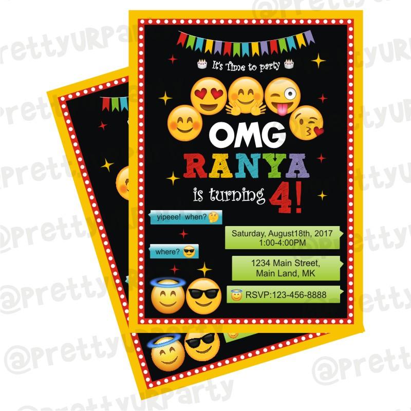 Emoji Theme Invitations ALL PARTY SUPPLIES Pretty UR Party