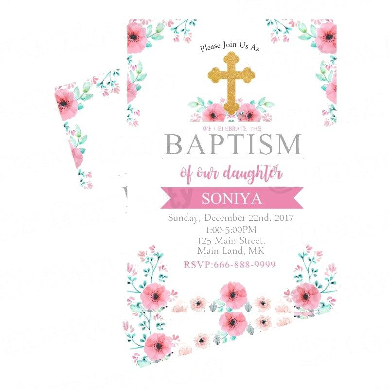 Baptism Pink Theme E-Invitations — image 2