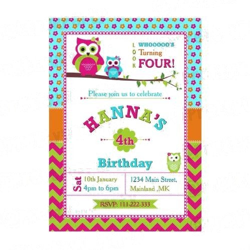 Girly Owl E-Invitations