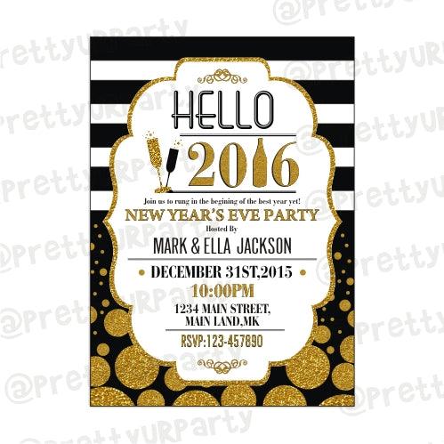 Gold and Black New Year Invitations ALL PARTY SUPPLIES Pretty UR Party Default Title