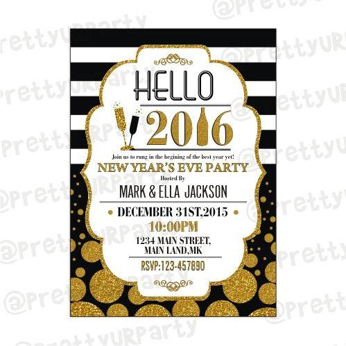 Gold and Black New Year Theme E-Invitations ALL PARTY SUPPLIES Pretty UR Party
