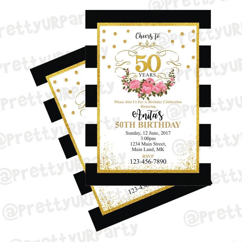 50th Birthday Theme E-Invitations ALL PARTY SUPPLIES Pretty UR Party