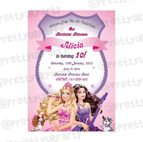 Barbie Rockstar Theme E-Invitations THEME PARTIES Pretty UR Party