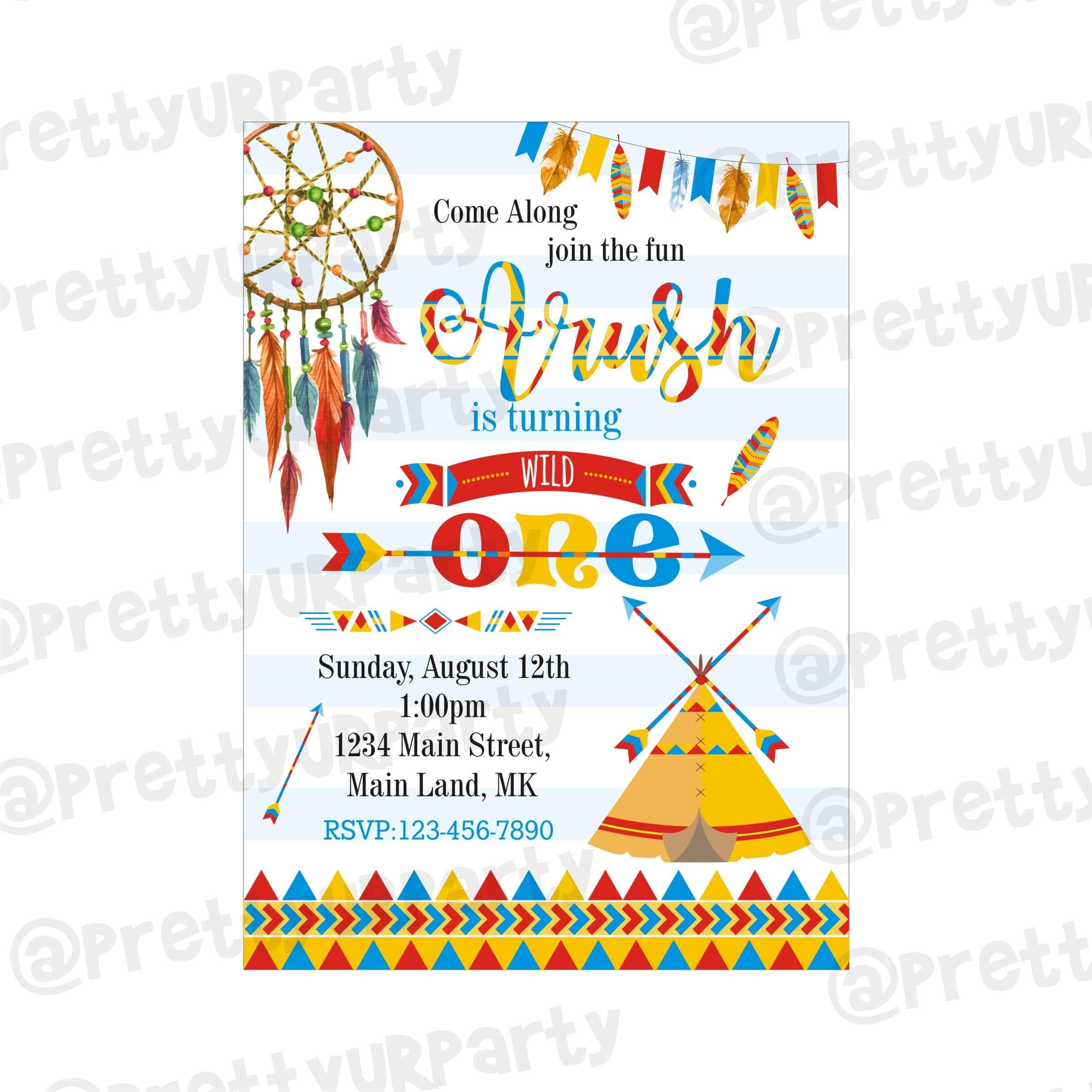 Wild One Theme Invitations ALL PARTY SUPPLIES Pretty UR Party Default Title