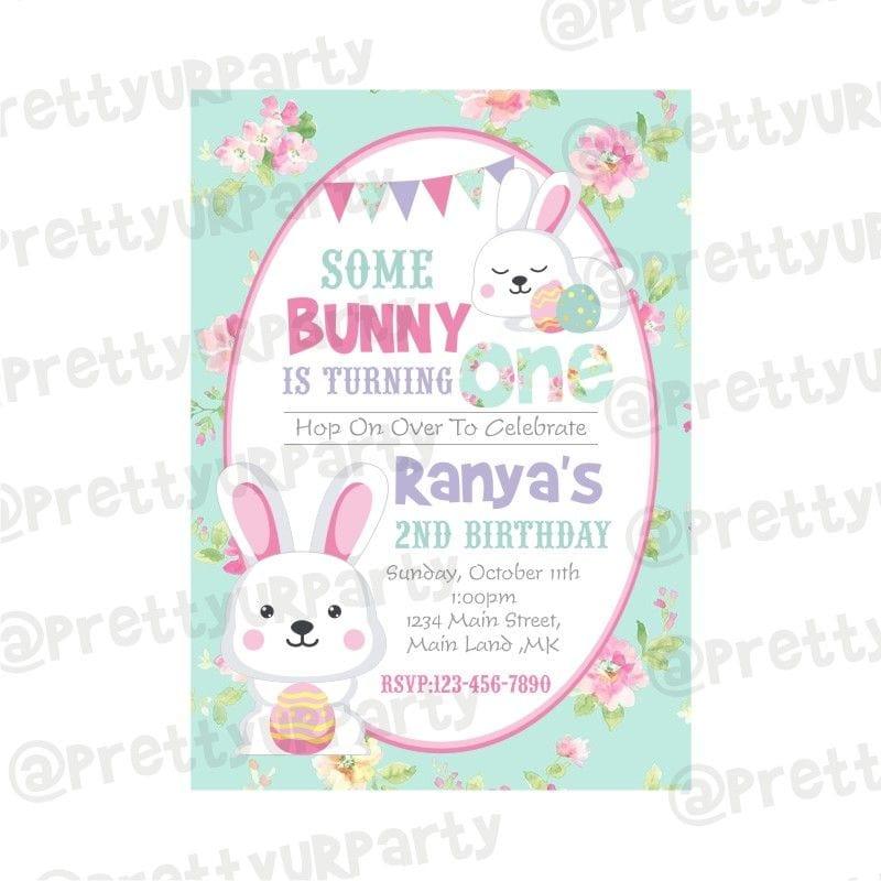 Some Bunny is One Theme E-Invitations ALL PARTY SUPPLIES Pretty UR Party