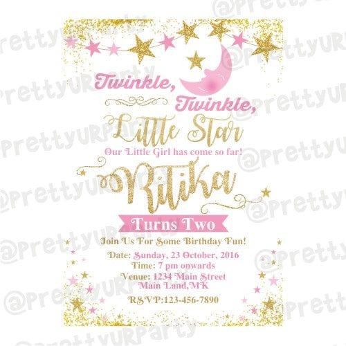 Twinkle Twinkle Little Star Pink Invitations ALL PARTY SUPPLIES Pretty UR Party Default Title