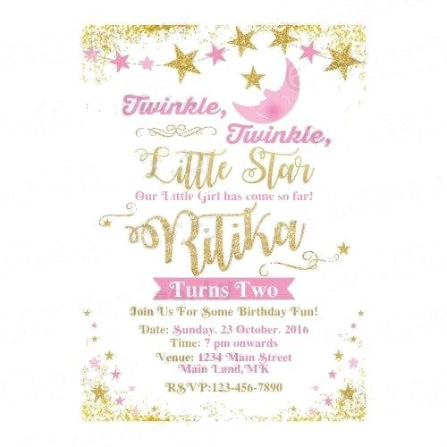 Twinkle Twinkle Little Star Pink E-Invitations