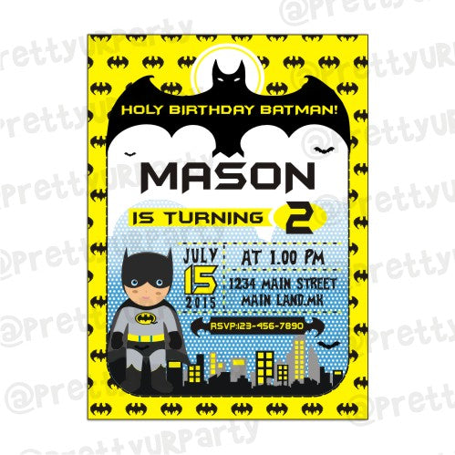Batman Inspired Invitations ALL PARTY SUPPLIES Pretty UR Party Default Title