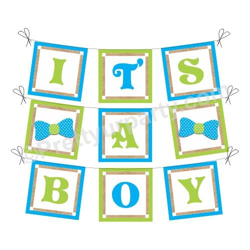 Blue and Green It's A Boy Baby Shower Bunting BABY SHOWER Pretty UR Party
