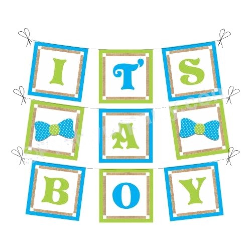 Blue and Green It's A Boy Baby Shower Bunting