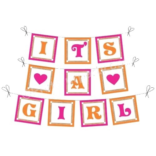 Pink and Orange It's A Girl Baby Shower Bunting