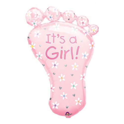 Its a Girl Baby Foot Supershape Balloon ALL PARTY SUPPLIES Pretty UR Party