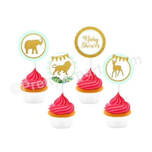 Jungle Baby Shower Cupcake / Food Toppers BABY SHOWER Pretty UR Party