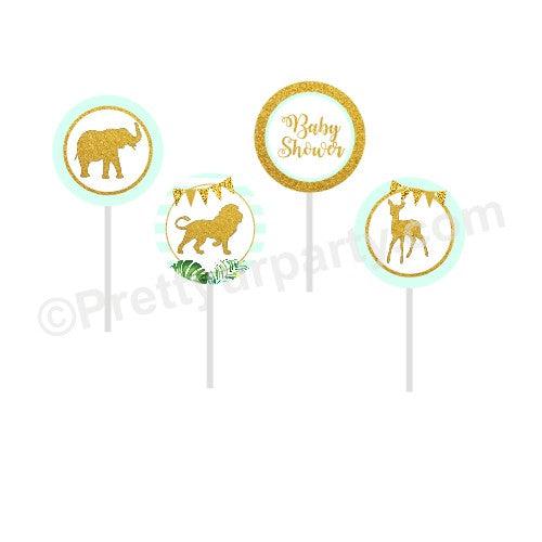 Jungle Baby Shower Cupcake / Food Toppers BABY SHOWER Pretty UR Party Default Title