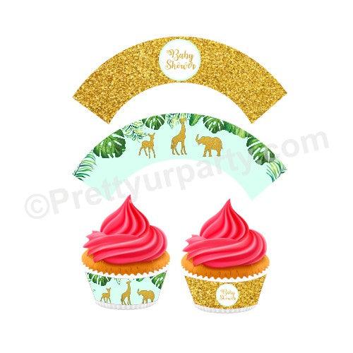 Jungle Baby Shower Cupcake Wrappers BABY SHOWER Pretty UR Party Default Title