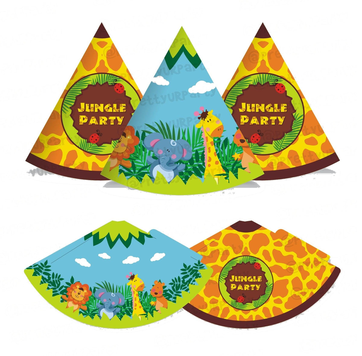 Jungle Theme Hats - Pack of 10