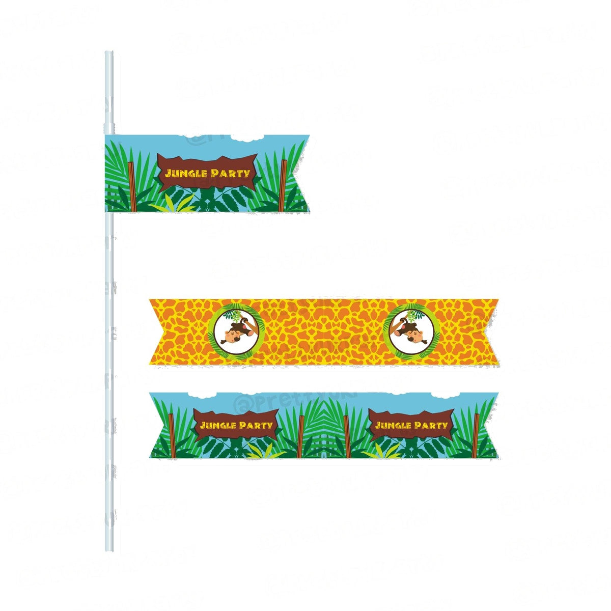 Jungle Theme Drink Straws