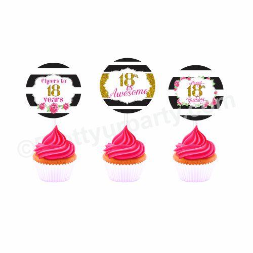 Kate Spade Theme Cupcake / Food Toppers THEME PARTIES Pretty UR Party