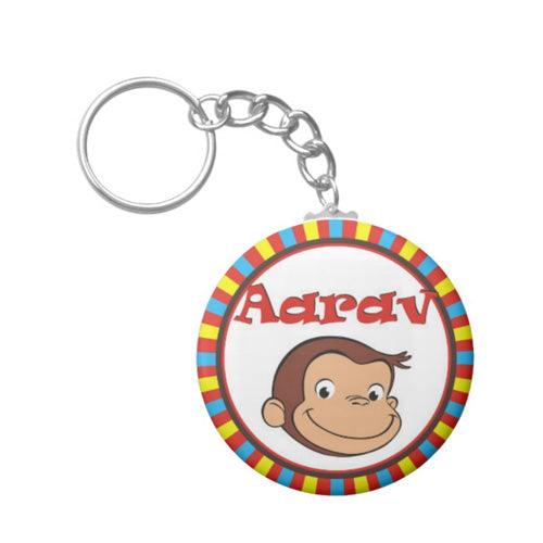 Personalised Curious George Keychain THEME PARTIES Pretty UR Party