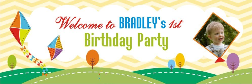 Personalized Kites Birthday Banner 30in with Photo ALL PARTY SUPPLIES Pretty UR Party
