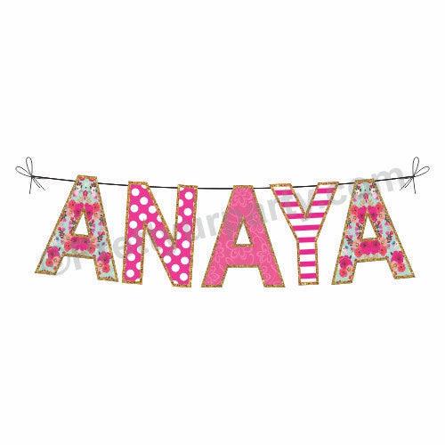 Name Pattern Bunting - Pink HANDCRAFTED Pretty UR Party