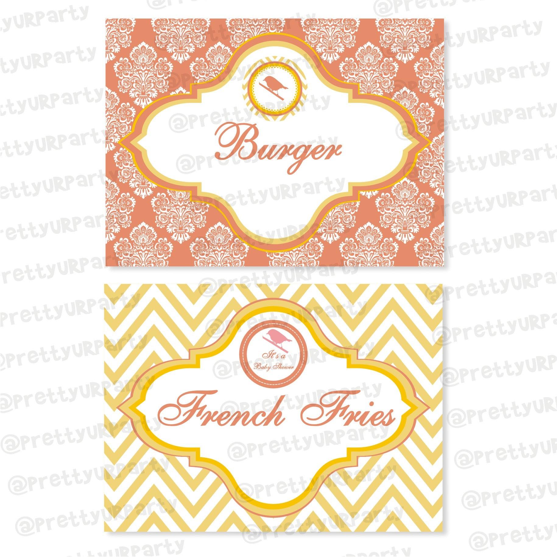 Little Bird Food Labels / Buffet Table Cards BABY SHOWER Pretty UR Party Default Title