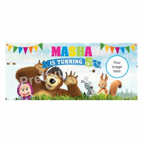 Personalized Masha and The Bear Theme Banner 30in ALL PARTY SUPPLIES Pretty UR Party