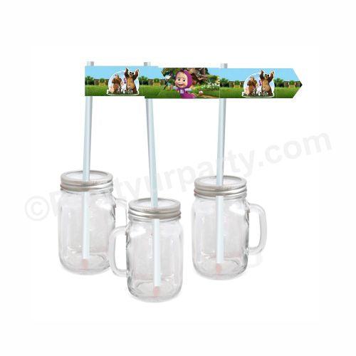 Masha and The Bear Theme Drink Straws THEME PARTIES Pretty UR Party