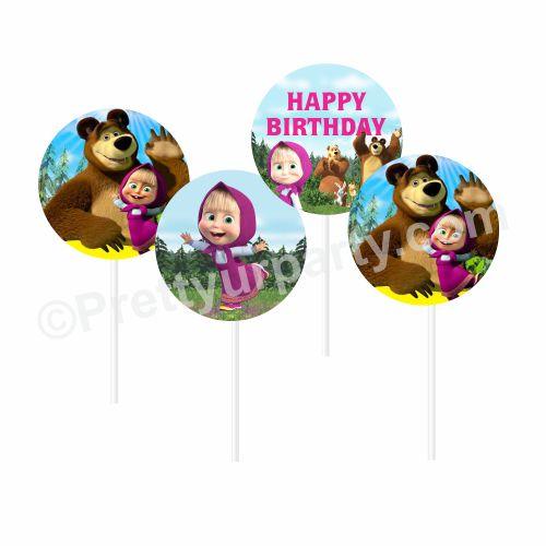Masha and The Bear Theme Cupcake / Food Toppers THEME PARTIES Pretty UR Party Default Title