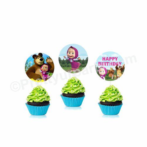 Masha and The Bear Theme Cupcake / Food Toppers THEME PARTIES Pretty UR Party