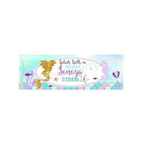 Personalized Aqua Mermaid Theme Banner 30in ALL PARTY SUPPLIES Pretty UR Party Default Title