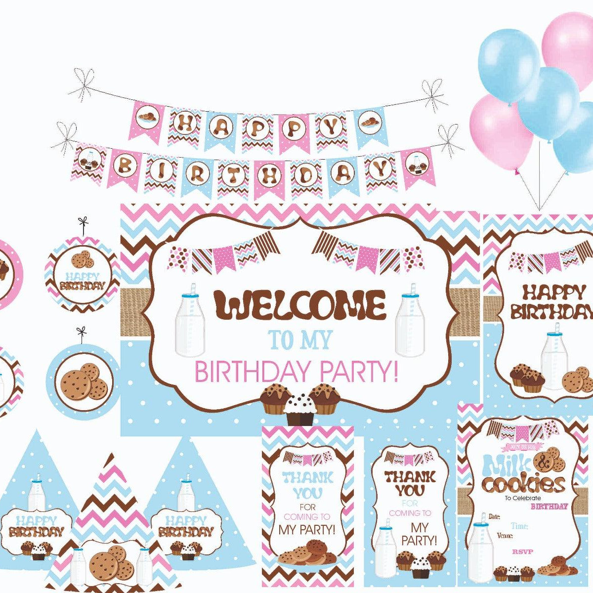 Milk and Cookies Party Decorations Kit - 90 Pieces BIRTHDAYS Pretty UR Party Default Title