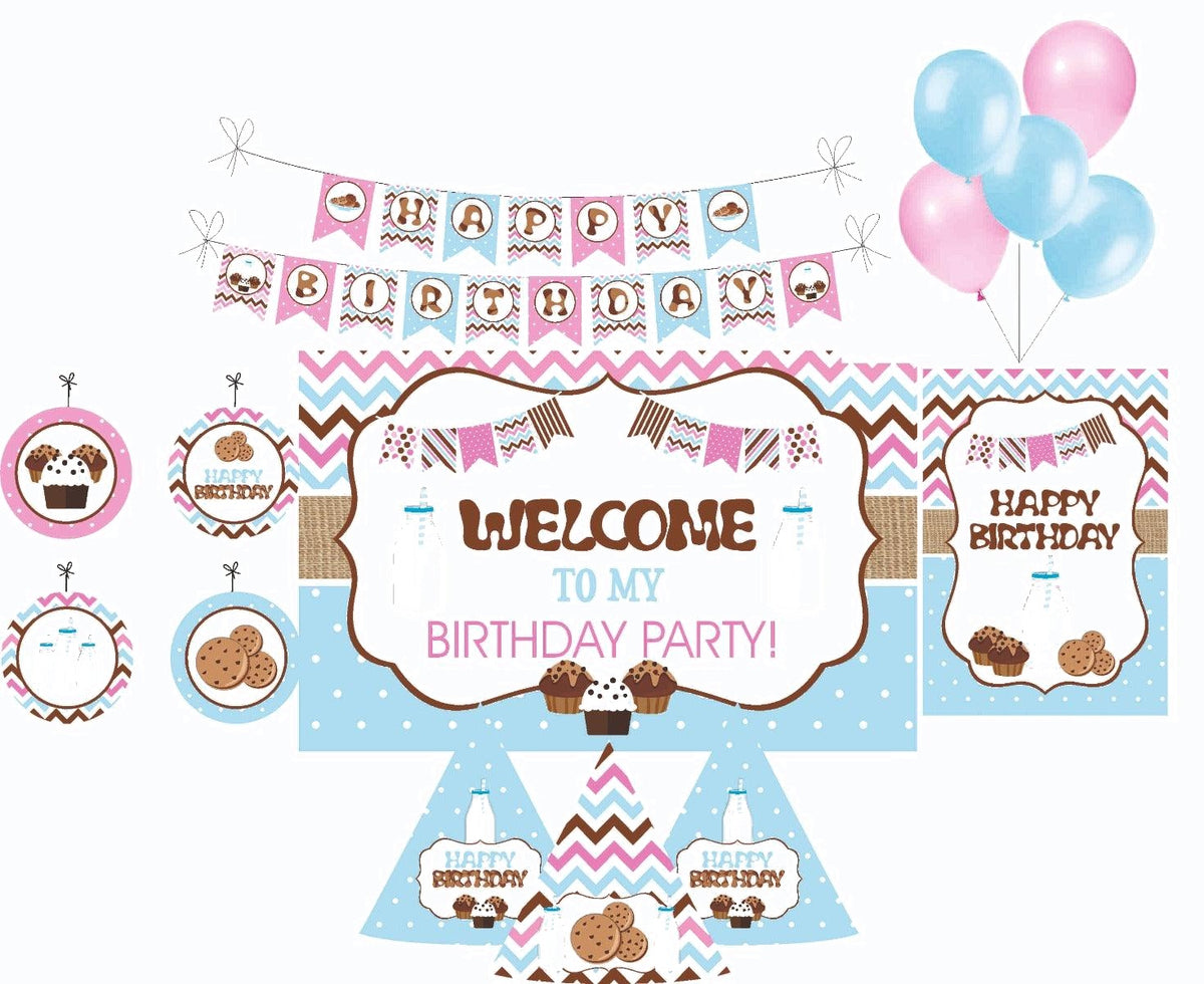 Milk and Cookies Party Decorations Package - 70 pieces Combo