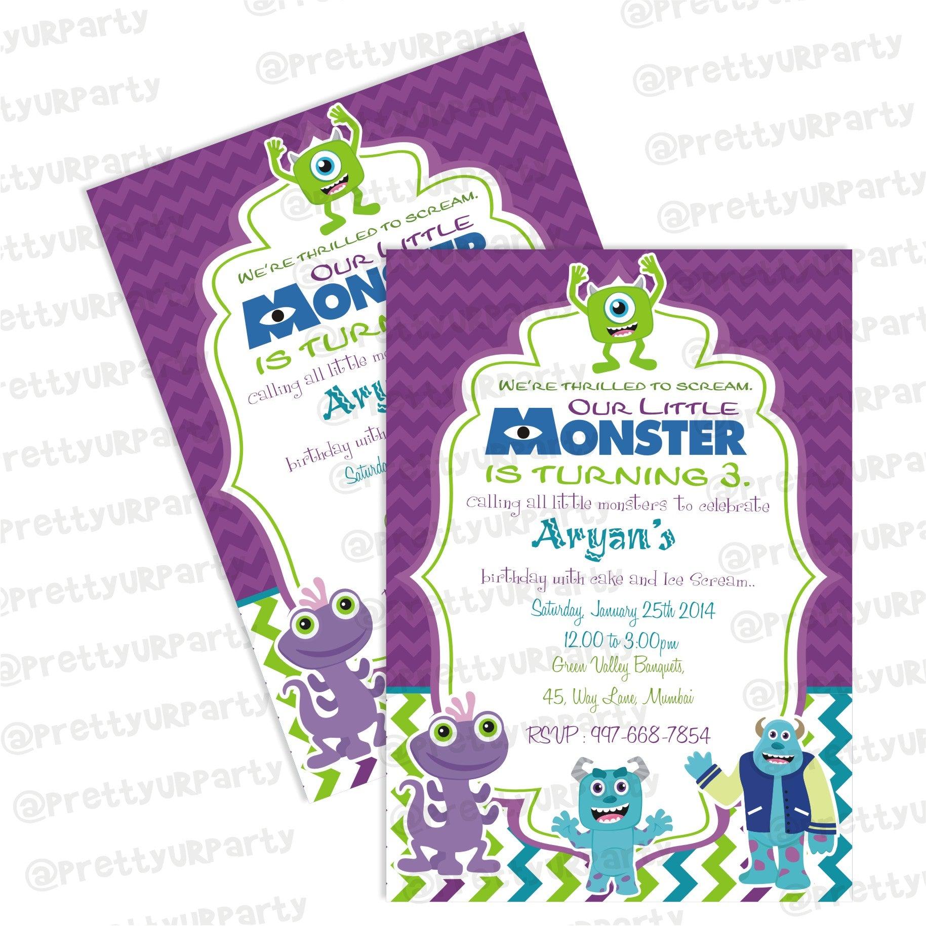 Monsters Inc. Theme Invitations ALL PARTY SUPPLIES Pretty UR Party Default Title