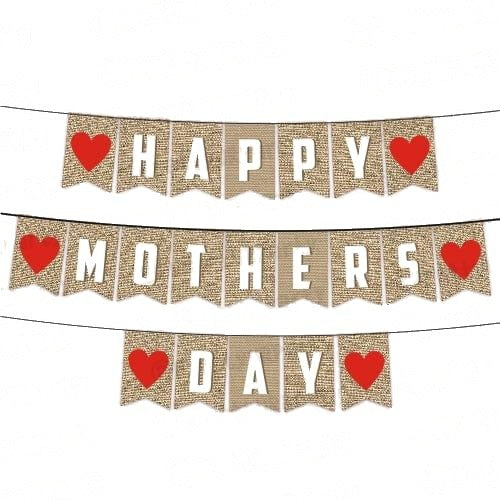 Red Hearts and Brown Mothers Day Bunting
