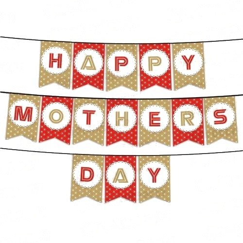Red and Brown Polka Dots Mothers Day Bunting