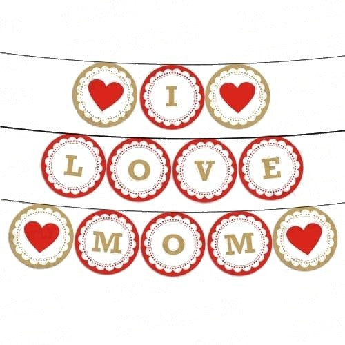 Red and Brown Mothers Day Bunting