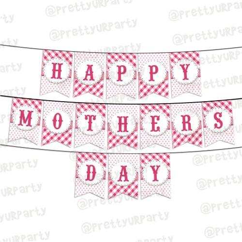 Pink Polka and Checks Mothers Day Bunting ALL PARTY SUPPLIES Pretty UR Party