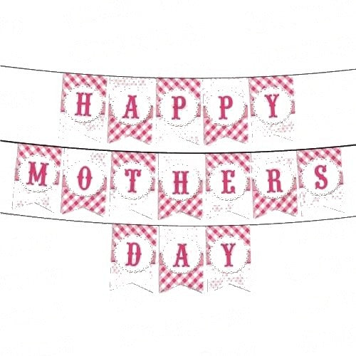 Pink Polka and Checks Mothers Day Bunting